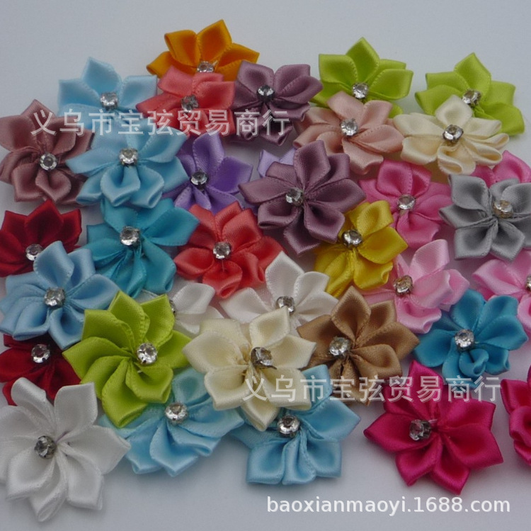 3CM DIY headwear with diamond-encrusted rose flowers, handcrafted fabric with diamond-encrusted 9-cornered small flowers, clothing accessories, ornaments and accessories pic 10