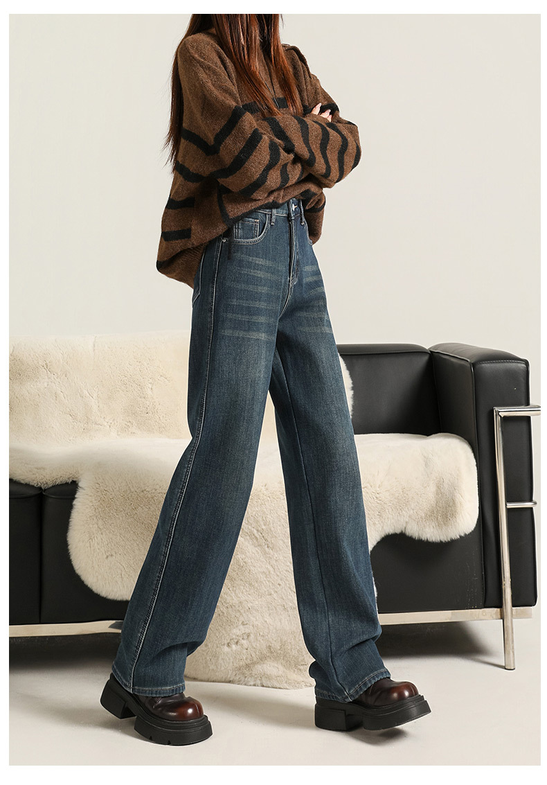 Fleece, warm, super soft, elastic, narrow, wide, straight, smooth, classic, versatile, loose, comfortable, thick denim autumn wear pic 19