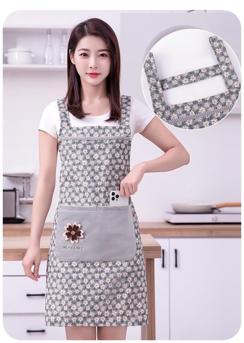 新款雏菊工作服围腰厨房罩衣干活防脏家用竹节棉做饭服装展示道具模特服装配饰详情8