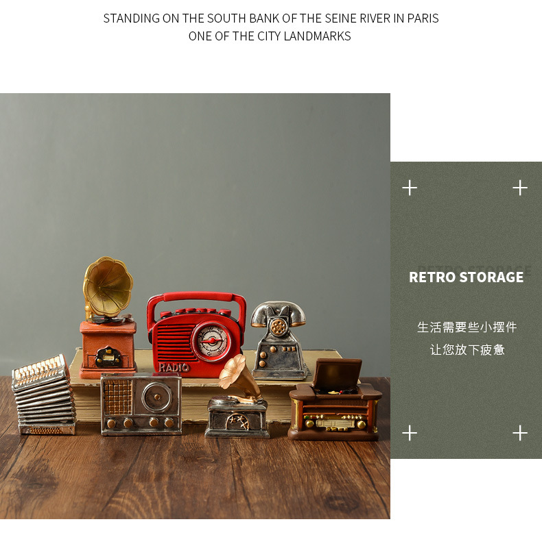 Nostalgic and retro resin ornaments, handicrafts, home decorations, phonographs, mini ornaments, photography props, cameras pic 15