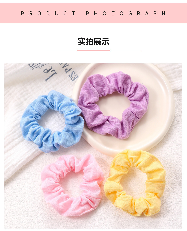 新款简约纯色涤纶布大肠圈发圈女士盘发丸子头手工布圈头饰品批发详情10