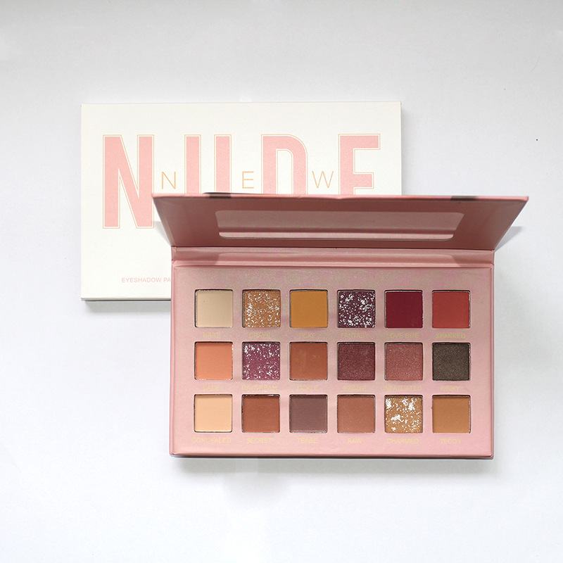 跨境裸色18色眼影盘哑光珠光细闪粉持久防水酒红眼妆沙漠玫瑰眼影详情2