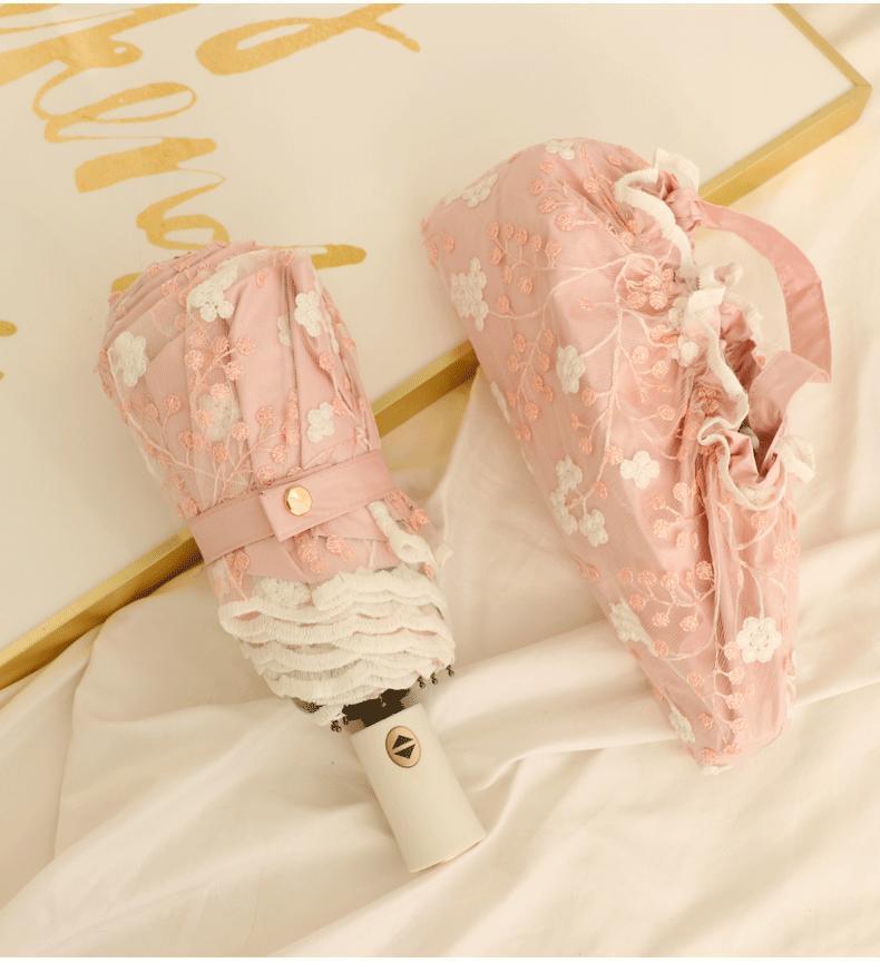 刺绣双层黑胶防晒少女心蕾丝全自动防紫外线晴雨两用遮阳太阳伞详情25