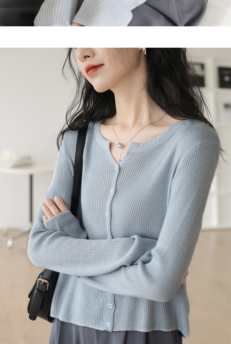 6羊毛品牌女装2025新款圆领长袖针织开衫 宽松百搭毛衣外套 空调衫秋季外搭女士精致加工详情17