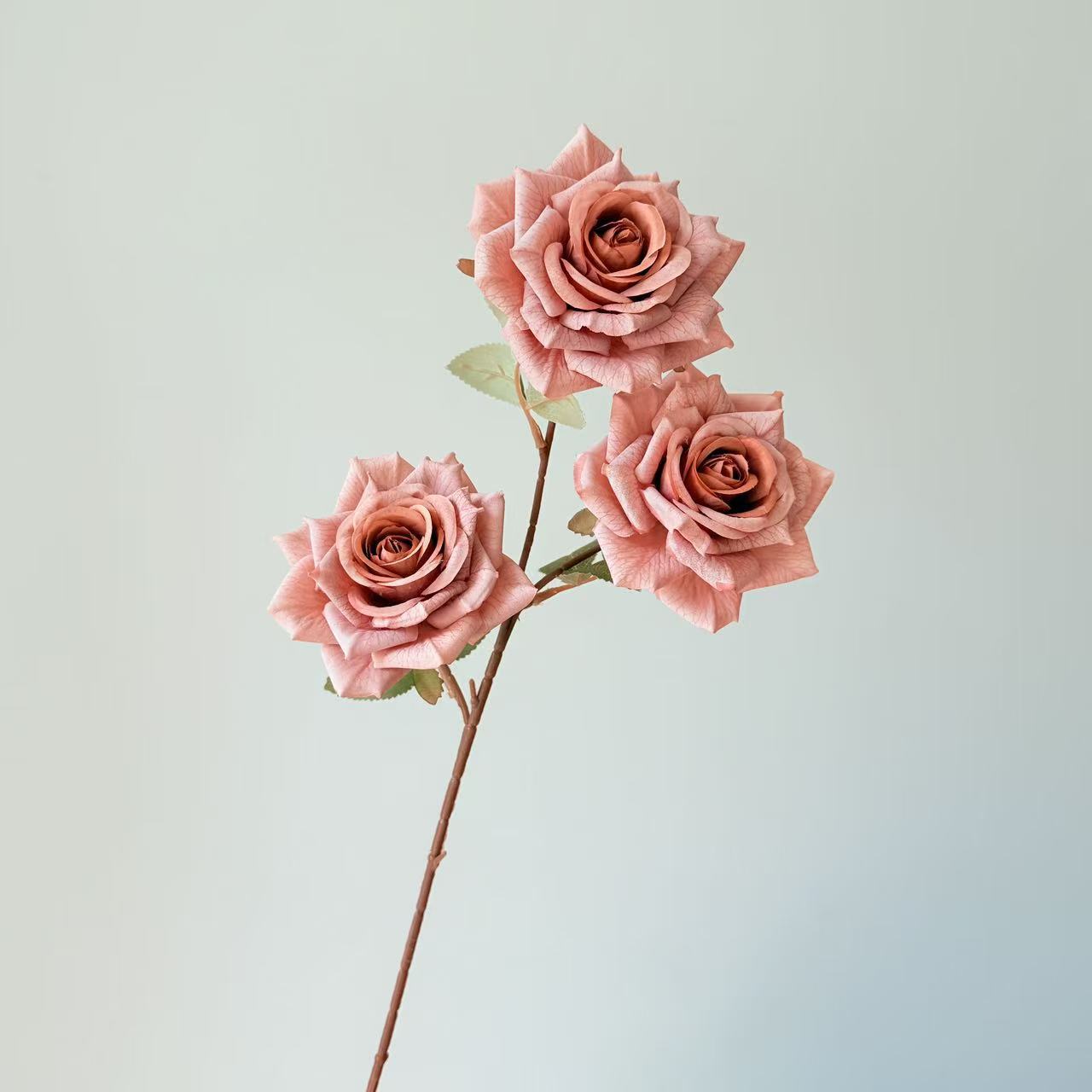 3头卡布奇诺玫瑰花仿真花摩卡油画复古玫瑰花婚庆插花家居装饰花详情15