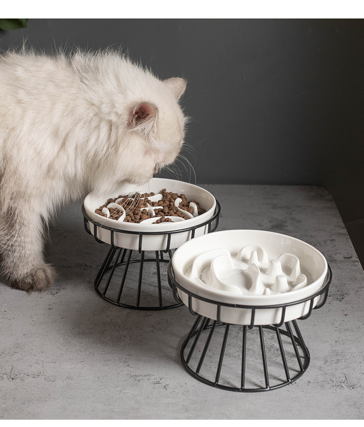 Ceramic slow food bowl to protect the cervical vertebrae, dog bowl to prevent knocking over, small dog and cat food bowl, Amazon anti-choking dog bowl pic 13