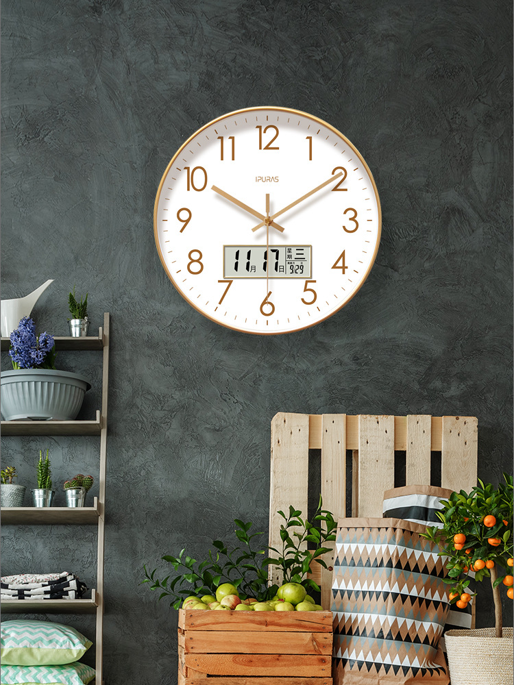 易普拉6514钟表挂钟静音扫秒钟客厅家用简约钟表挂墙石英钟挂表详情23