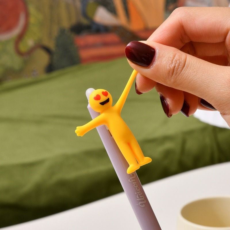 晨兮新款软胶黄色拉扯小人创意解压中性笔开学文具批发减压玩具详情5