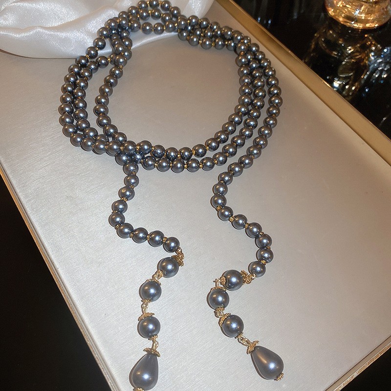 Irregular long pearl necklace, French light luxury style, sweater chain, niche simple and high-end necklace wholesale for women pic 60