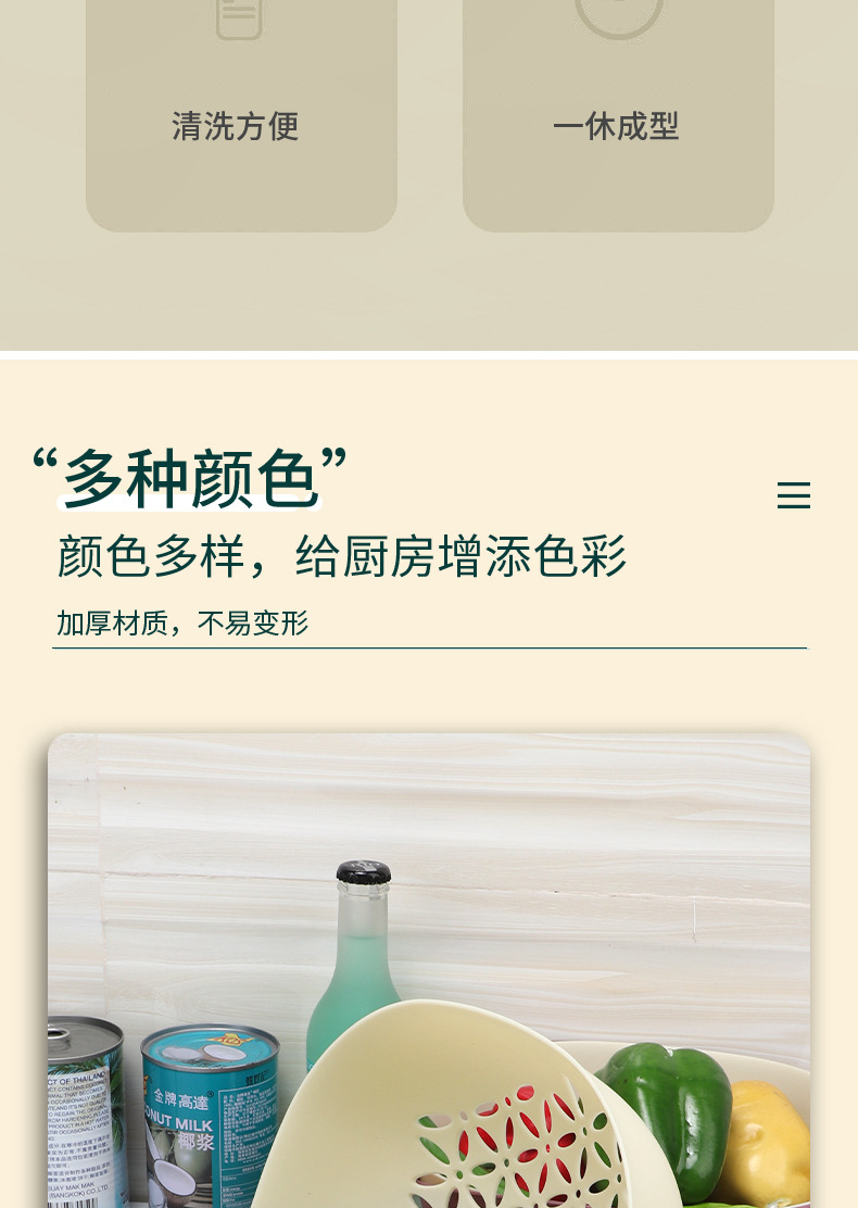 北欧沥水篮2件套厨房沥水篮密封罐滤网碗架收纳沥水篮详情3