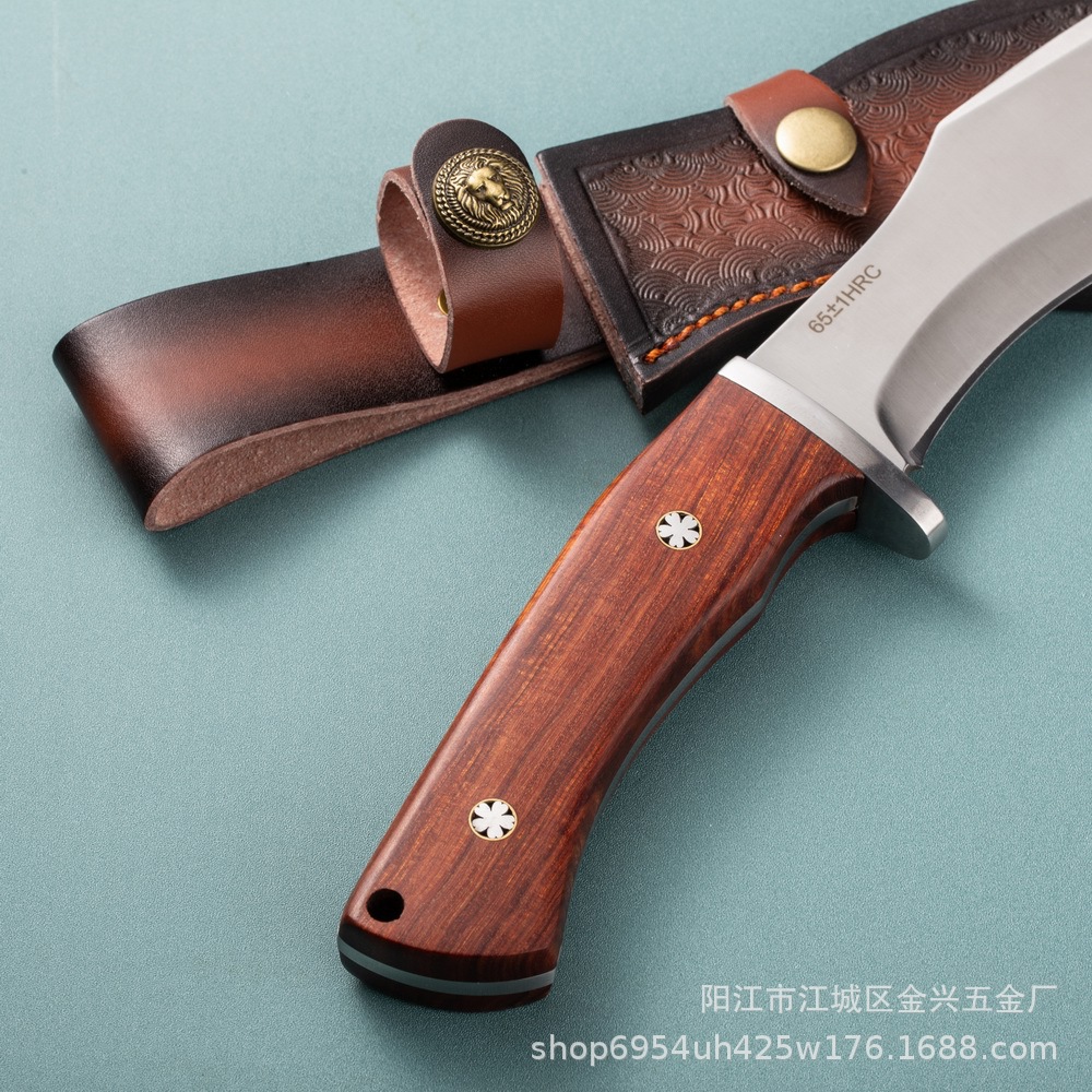 Cross-border bestseller: Straight knife, small curved knife, one-piece keel, outdoor camping, wilderness survival, high-hardness meat cutting knife, straight knife pic 3