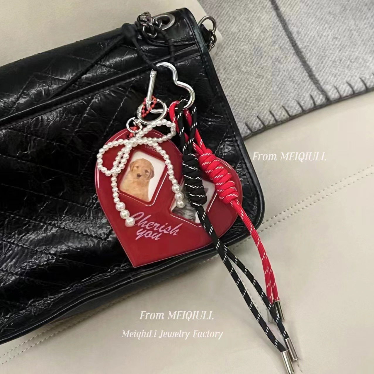 This is the same style baseball bag woven rope pendant as the Instagram blogger, featuring a high-end MIU series bag hanging rope and keychain decoration pic 35