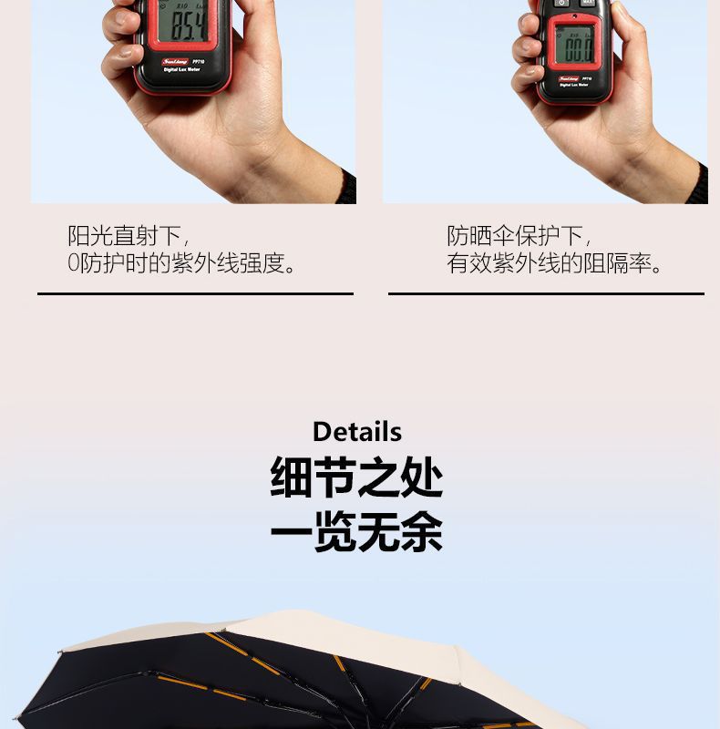 爆款折叠24骨全自动雨伞12骨双龙骨黑胶晴雨两用伞广告伞现货批发详情44