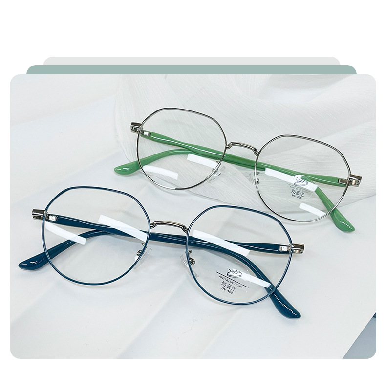 新款金属防蓝光近视眼镜时尚复古圆形眼镜框女ins简约轻盈平光镜详情8