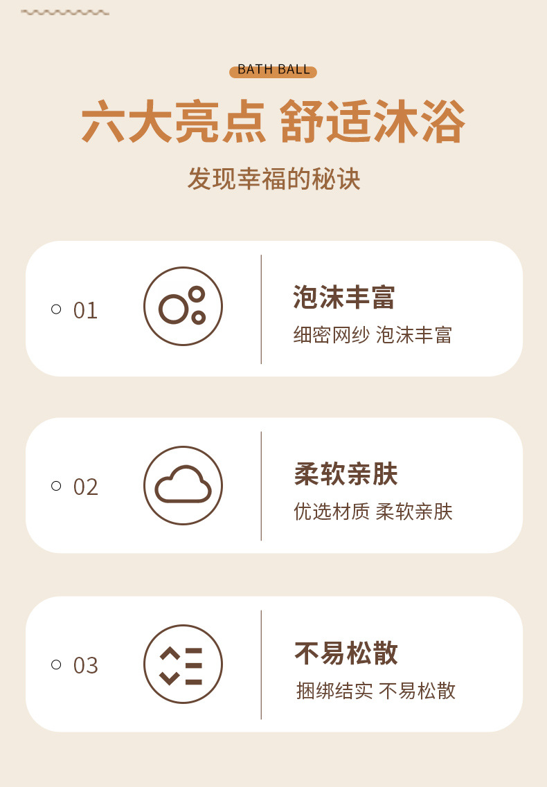 批发新款沐浴球大号不散浴球洗澡搓澡神器家用浴室浴花洗浴球男女详情3