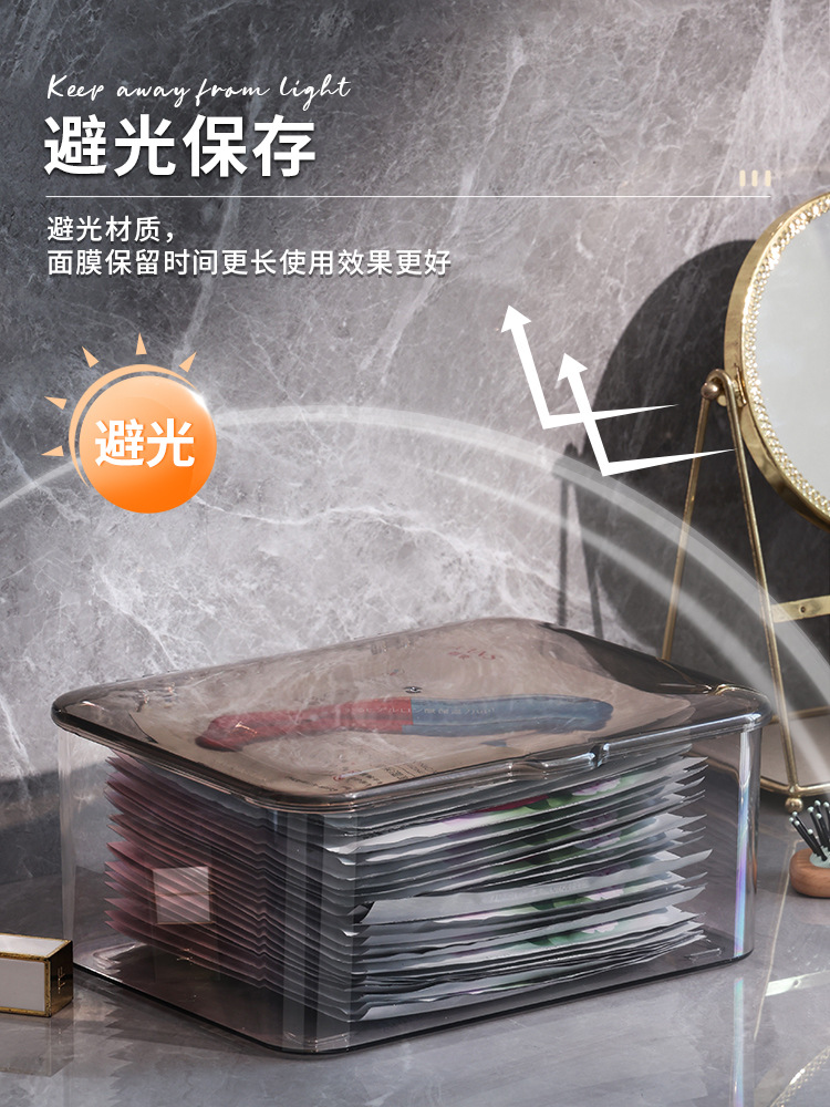 翻盖式桌面透明收纳盒家用多功能手机杂物面膜盒化妆品整理盒收纳详情6