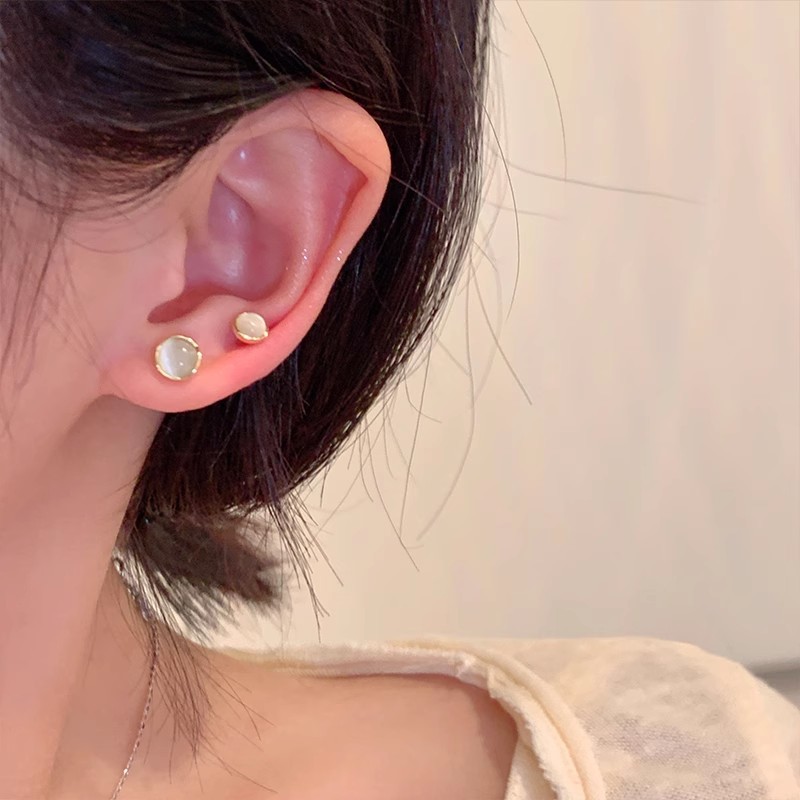 银针养耳洞猫眼石耳钉六件套睡觉免摘耳骨钉设计感小众耳饰配饰女详情14