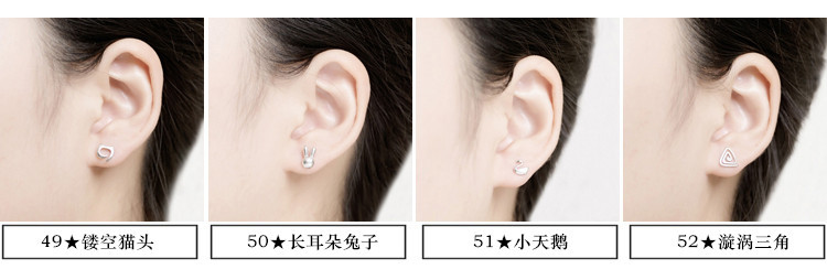 S925纯银韩国个性冷淡风小耳钉女简约创意气质学生百搭耳环耳饰品详情42