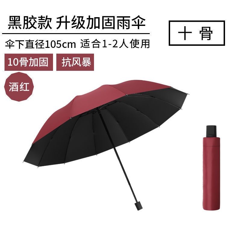 十骨加大号晴雨伞折叠三折伞黑胶防晒防紫外线遮阳伞商务大伞批发详情10