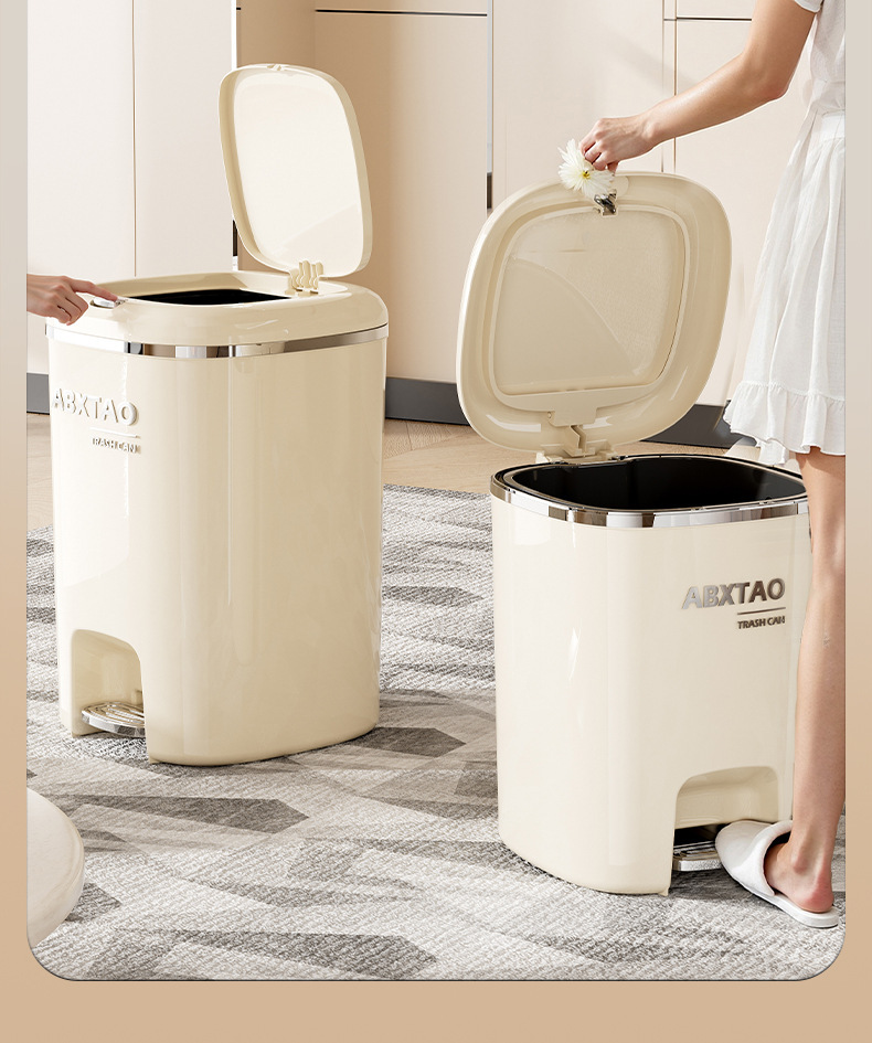 垃圾桶家用客厅高级感大号大容量厕所防水按压脚踏式双开盖垃圾桶详情6