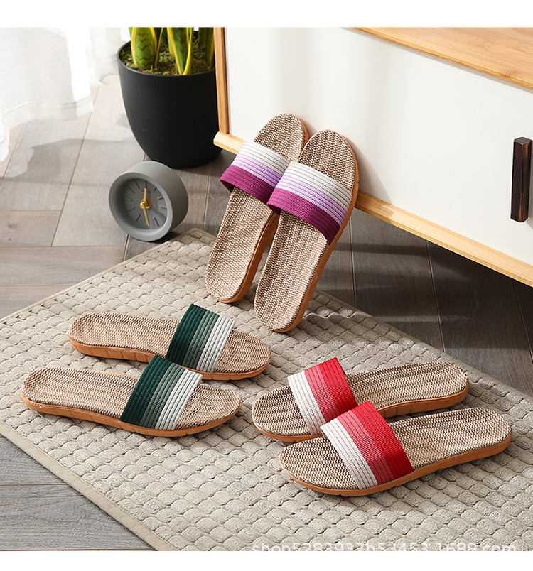 Four-season linen slippers for men, breathable and anti-slip in summer, for indoor home use. Cotton and linen cooling slippers for women, spring and autumn pic 14