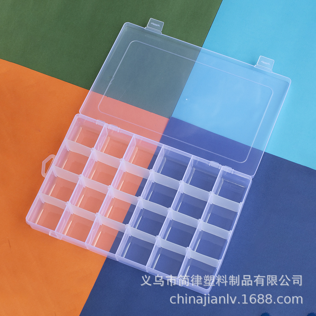 Compartments plastic desktop storage box with 10, 15 and 24 compartments transparent button fishing gear accessories, jewelry and cosmetics packaging box pic 15