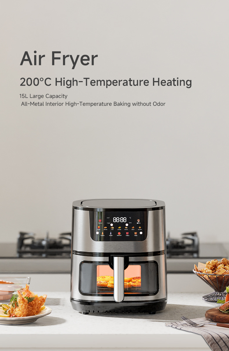 Cross-border 15L touch oven, aluminum-coated non-stick pan, visible electric oven, household and export 110V air fryer pic 9