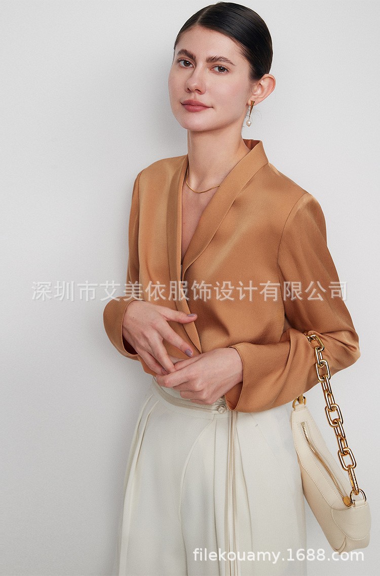 2023新精品双层真丝衬衫春夏衬衫女 重磅长袖OL通勤女装一件代发详情12