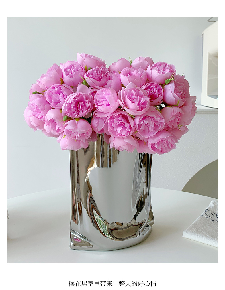 A 27-head small peony bouquet with a bottle of artificial and fake flowers, a living room decoration item that has become a bestseller on Douyin pic 10