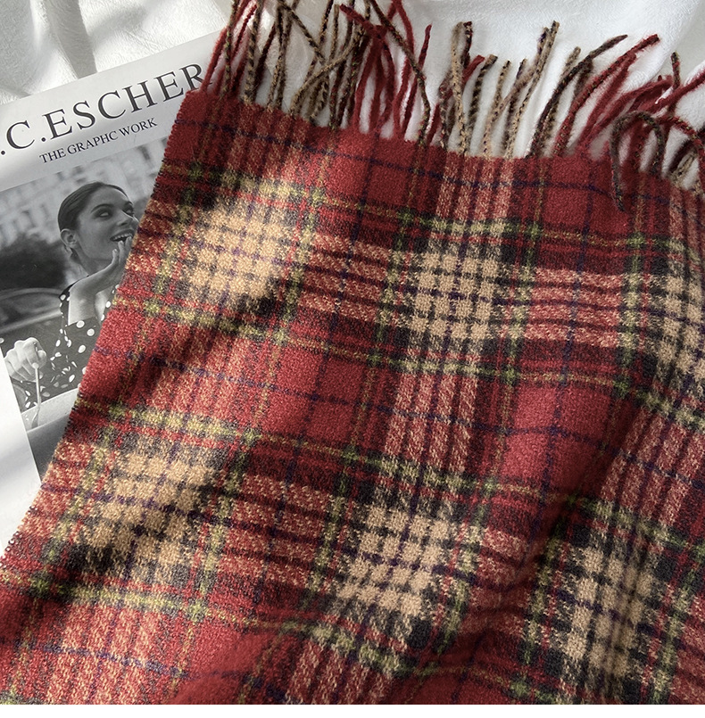 一件代发格子围巾女秋冬学生新款围脖韩系流苏高级氛围感保暖情侣百搭披肩地摊批发详情14