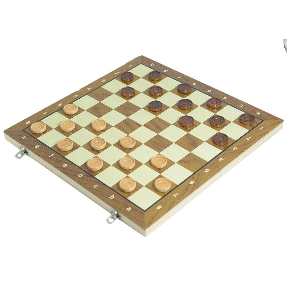 Wholesale and export of portable folding wooden checkers international checkers leisure and entertainment chessboards in multiple sizes pic 3