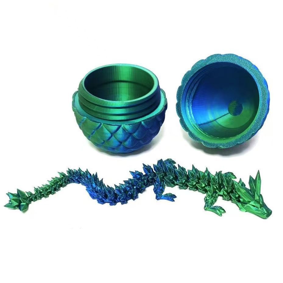 批发3D打印水晶龙龙蛋套装旋转透明便宜逼真摆件网红摆摊源头工详情3