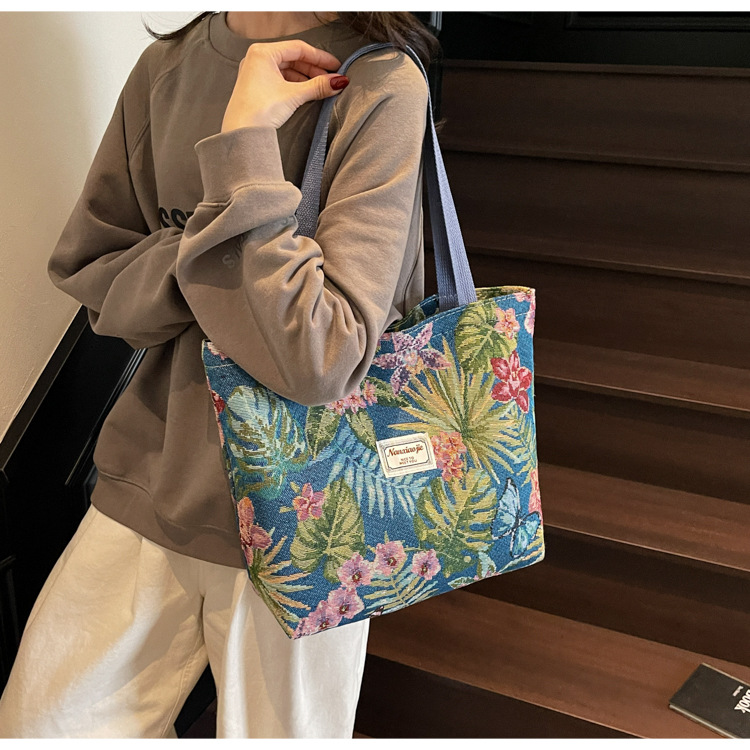 大容量国潮风帆布包包女2025新款通勤托特包女ins大学生上课单肩包详情21