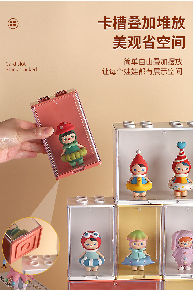 盲盒收纳展示架场景泡泡玛特装手办亚克力盒子透明大号摆柜展示盒详情6