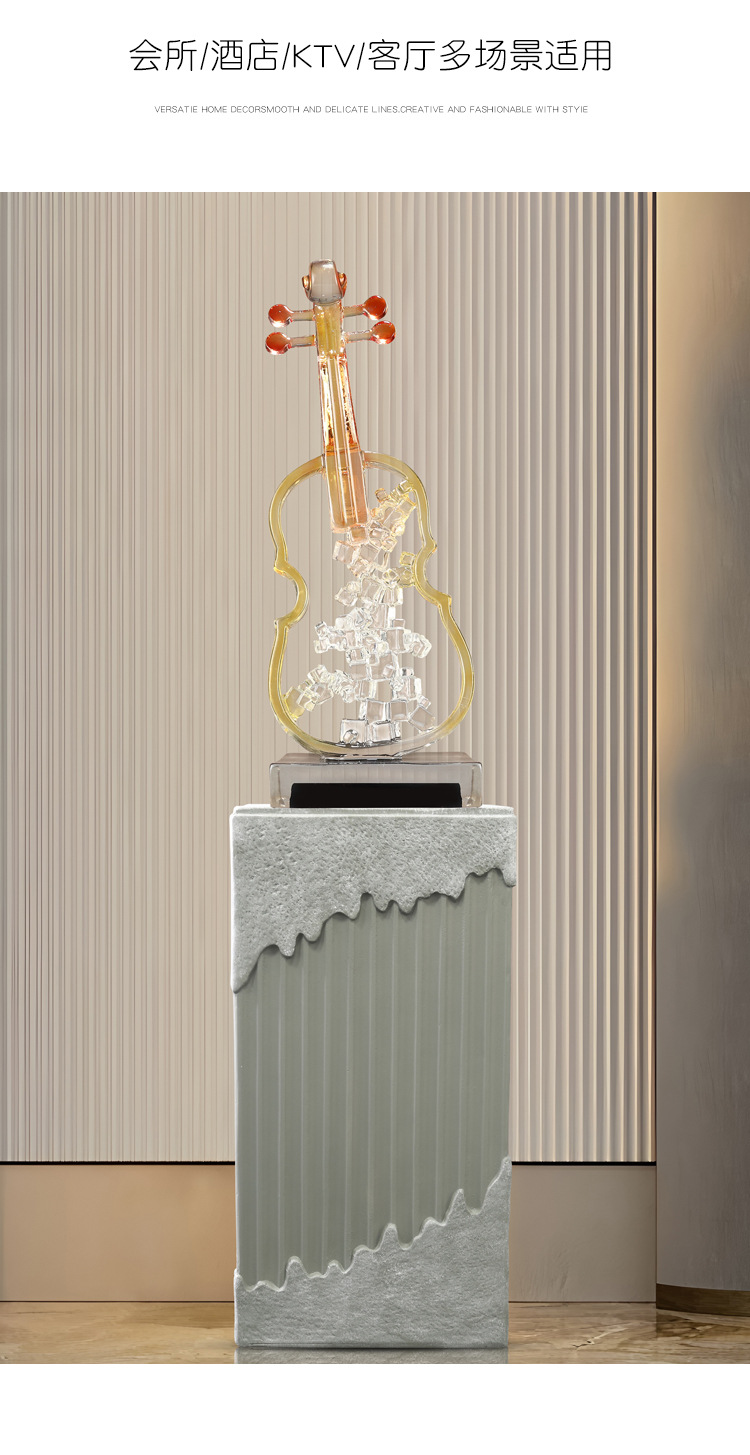 2025 Art violin ornaments, high-end living room floor, light luxury, high-end entrance, TV cabinet, wine cabinet, model room, soft decoration, resin handicrafts, Indian resin handicrafts, ornaments, micro-landscape, shell resin pic 6