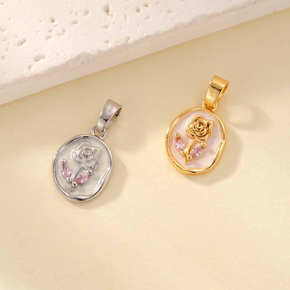 Oil-dripping rose pendant necklace clasp, copper-plated with real gold, high color retention and high-end feel, DIY jewelry necklace clasp pic 8