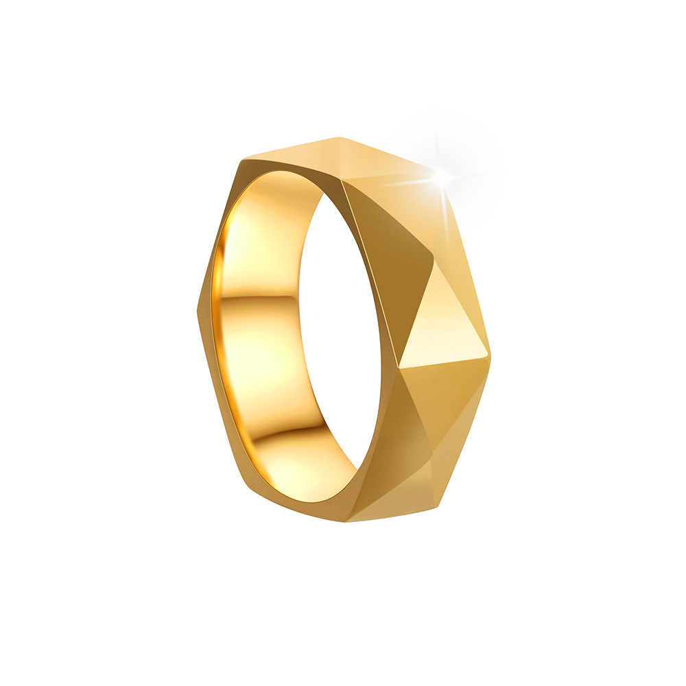 New Amazon cross-border titanium steel ring for men, 6mm diamond-shaped cut ring, simple geometric style ring pic 7