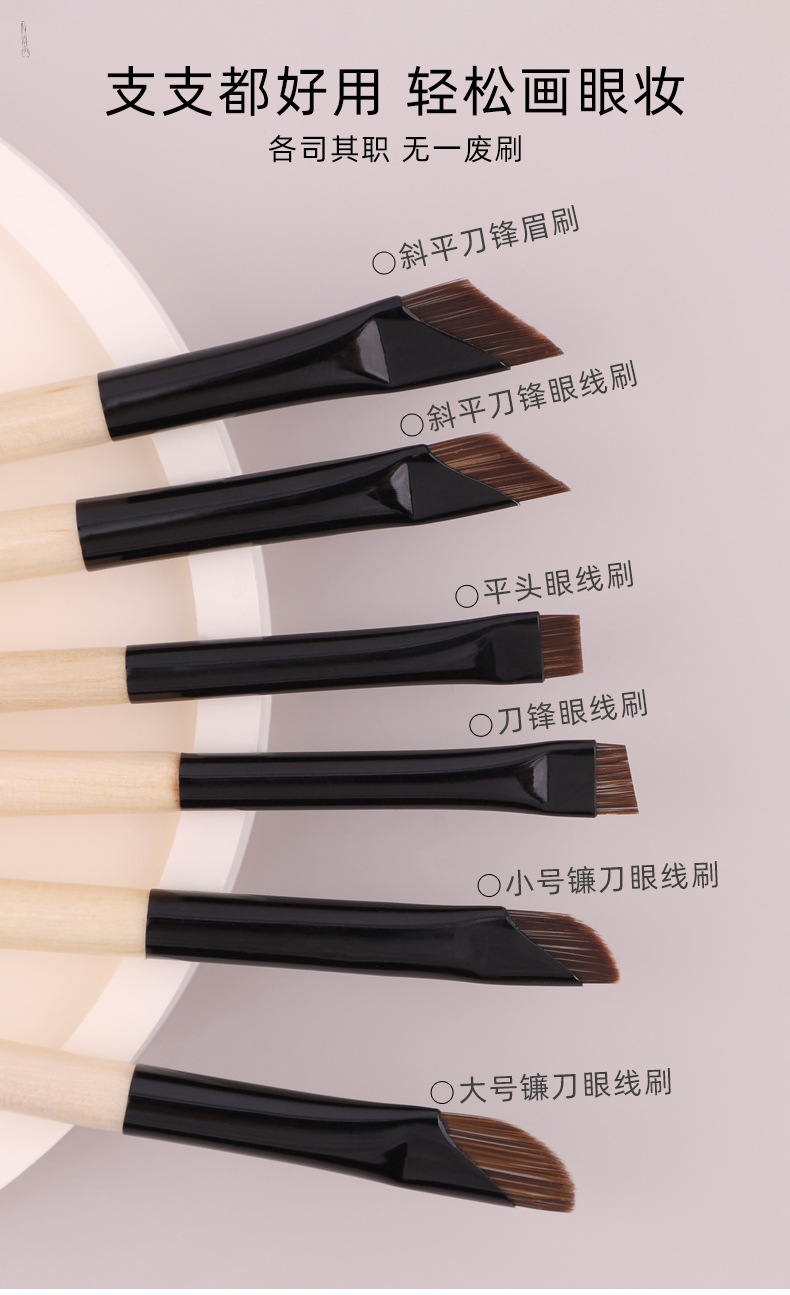 新款超薄刀锋刷眼睑下至镰刀眼线刷眼影细节卧蚕平头眉刷化妆刷详情4