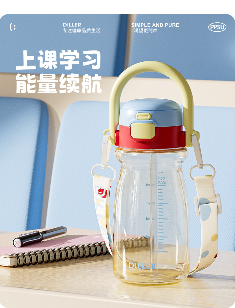 PPSU儿童水杯孕产妇吸管杯夏季塑料便携小巧可爱高颜值大宝宝奶瓶详情9
