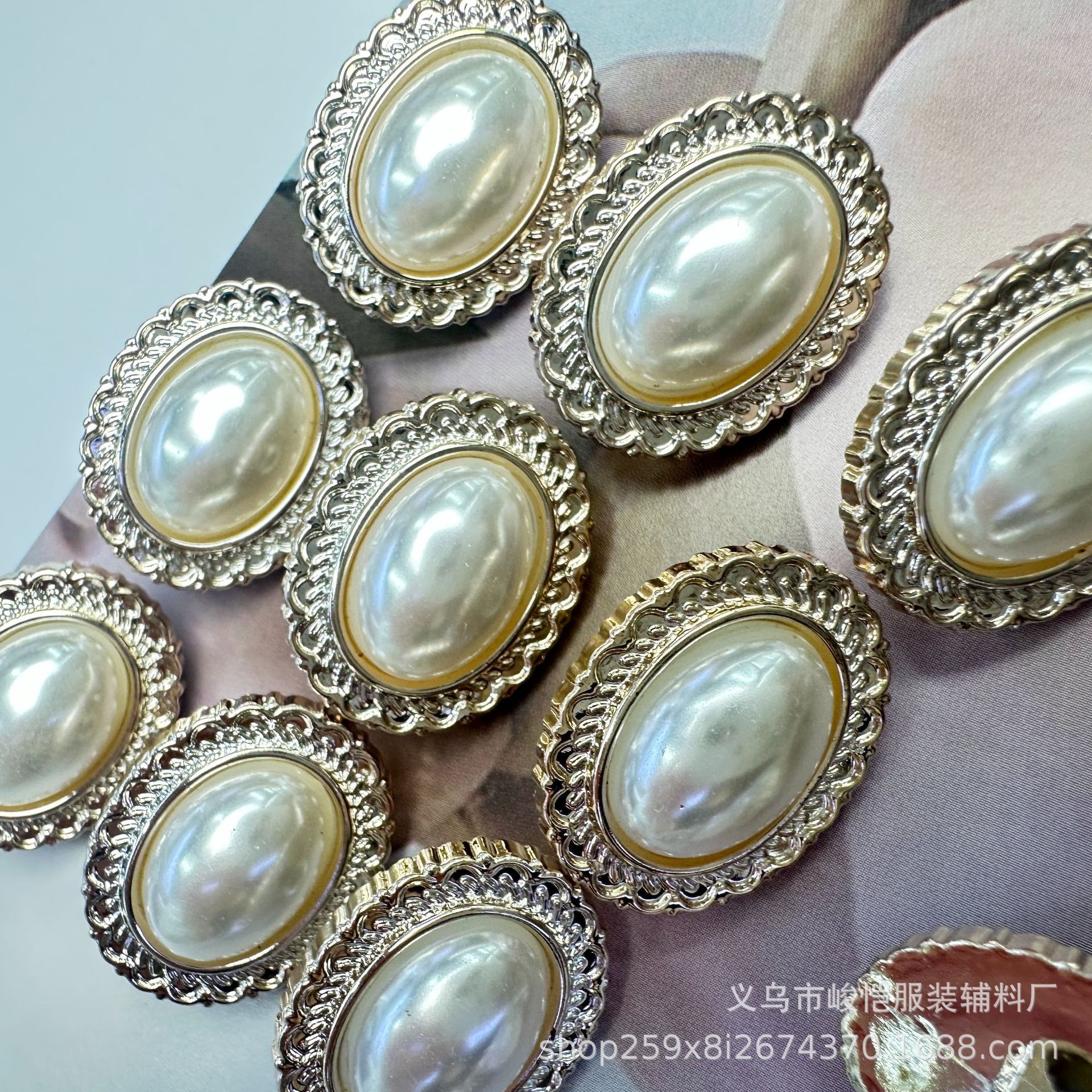 复古桃心圆形珍珠DIY饰品配件发夹发饰鞋帽包包装饰贴片洞洞鞋贴详情2