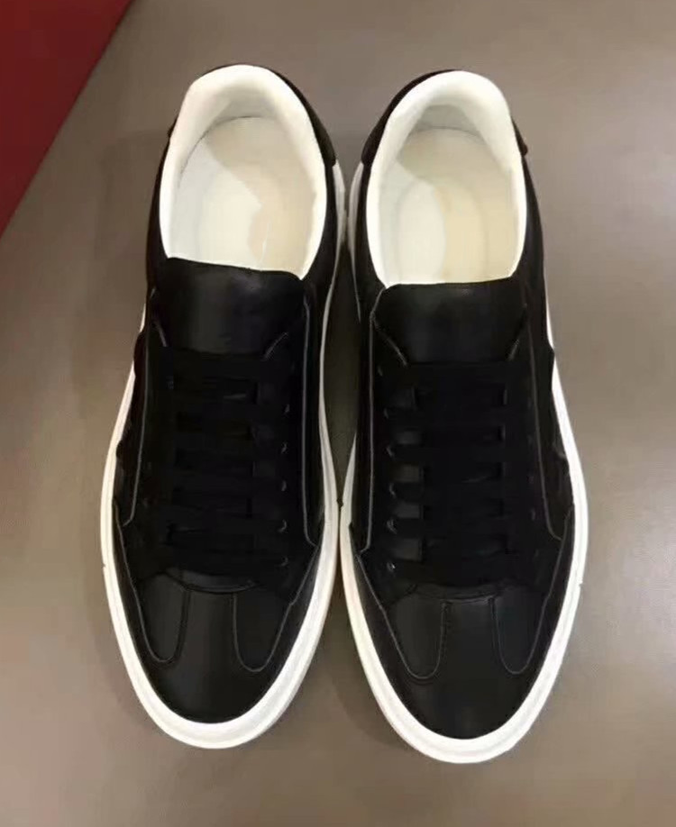 真皮男板鞋欧洲站拼色系带小白鞋平底牛皮防臭黑色时尚休闲单鞋潮详情25