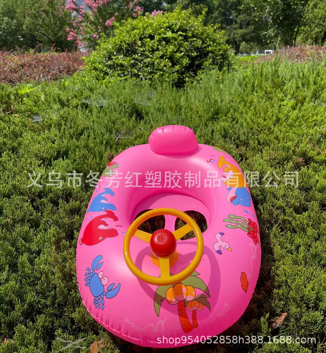 厂家直供新款热销宝宝游泳艇儿童座圈加厚带喇叭方向盘充气小游艇运动户外游泳用品游泳圈详情5