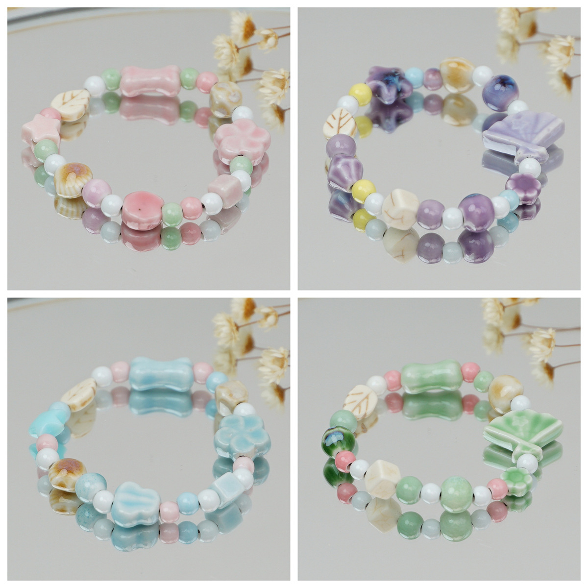 Swallotail butterfly bracelet, ethnic style ceramic double butterfly wholesale manufacturer, live-streaming direct supply, street stall butterfly bracelet accessories pic 1