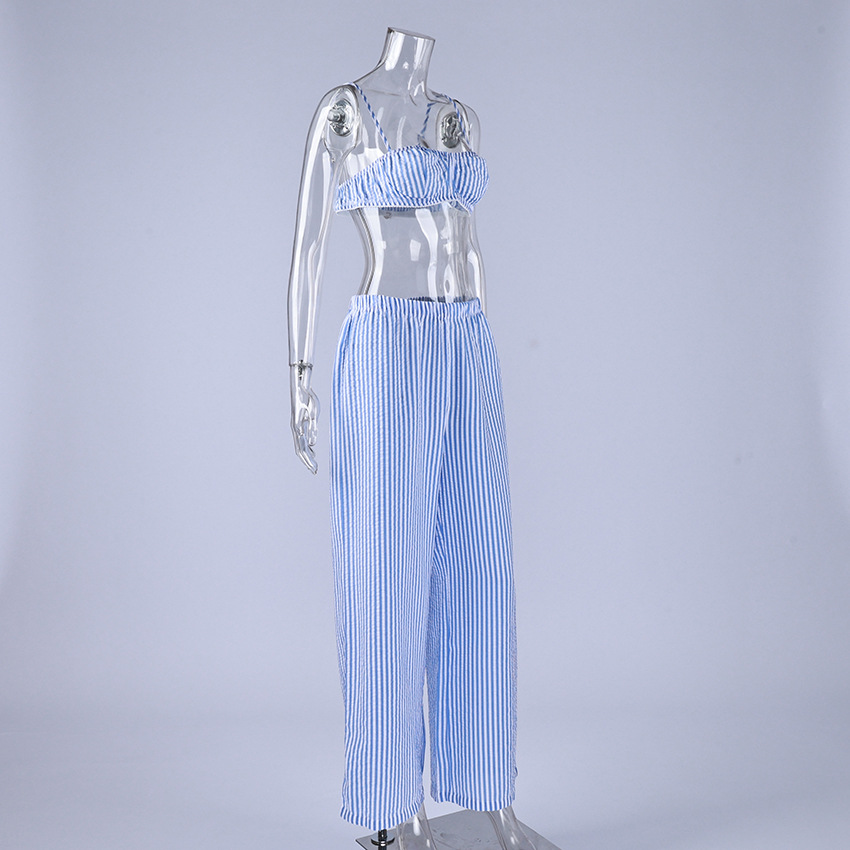 A new spring/summer striped three-piece pajama set from Europe and America, soft, loose and skin-friendly for women, suitable for cross-border wear in 2026 pic 10