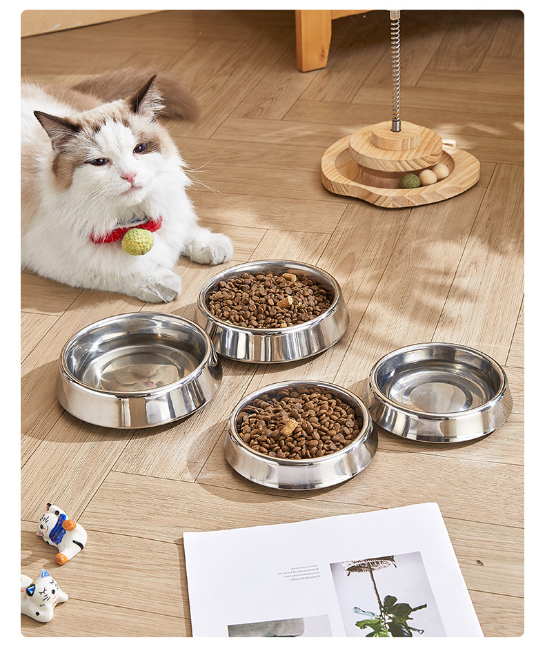 Thickened stainless steel pet cat bowl, anti-slip multi-purpose cat and dog food and drinking bowl, dual-purpose anti-slip pet food and drinking bowl pic 13