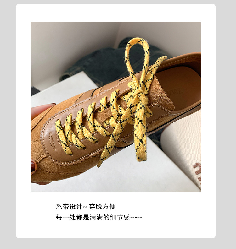【苏茵茵同款】复古内增高德训鞋2025透气休闲运动女鞋真皮阿甘鞋详情10