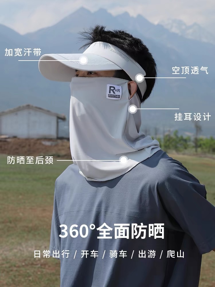 Sun protection R-label face mask for men and women, full face UV protection, summer facial Gini neck shield, cycling mask veil pic 9