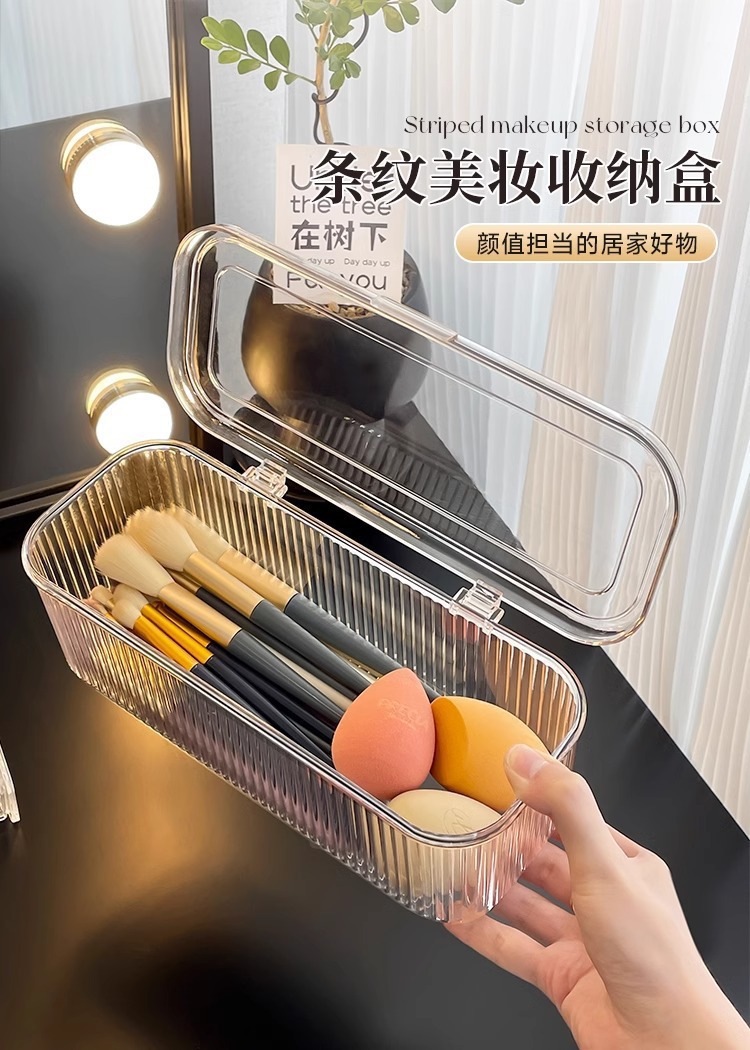 Powder puff storage box, dressing table desktop, cosmetics, brush, lipstick, dust-proof box, cushion, beauty egg storage pic 1