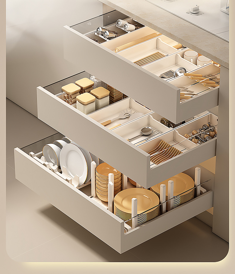 Space aluminum drawer storage partition cabinet, built-in knife, fork, chopsticks, spoon storage box, shelf, kitchen organization wonder pic 3