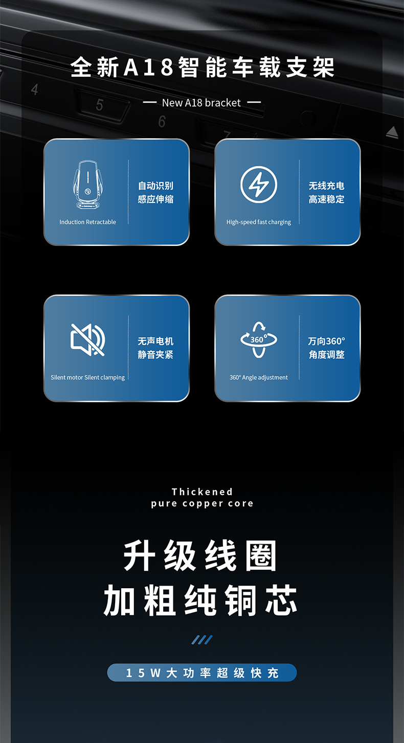 汽车出风口导航手机架大全2025新款带磁吸车载手机支架无线充电详情3